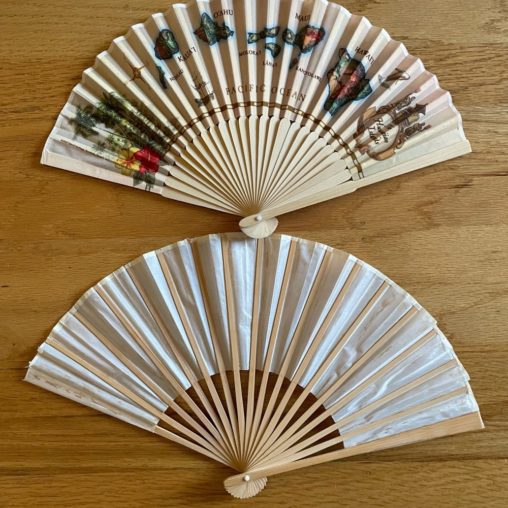 GUC Handheld Folding Paper Fan with Bamboo Fan Bone (Set of 2)